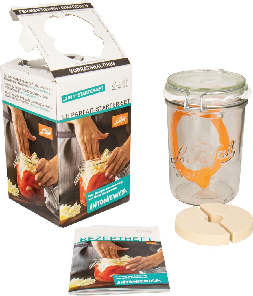 Le Parfait Drahtbügelglas 1000 ml inkl. Gummiring zum fermentieren / einmachen