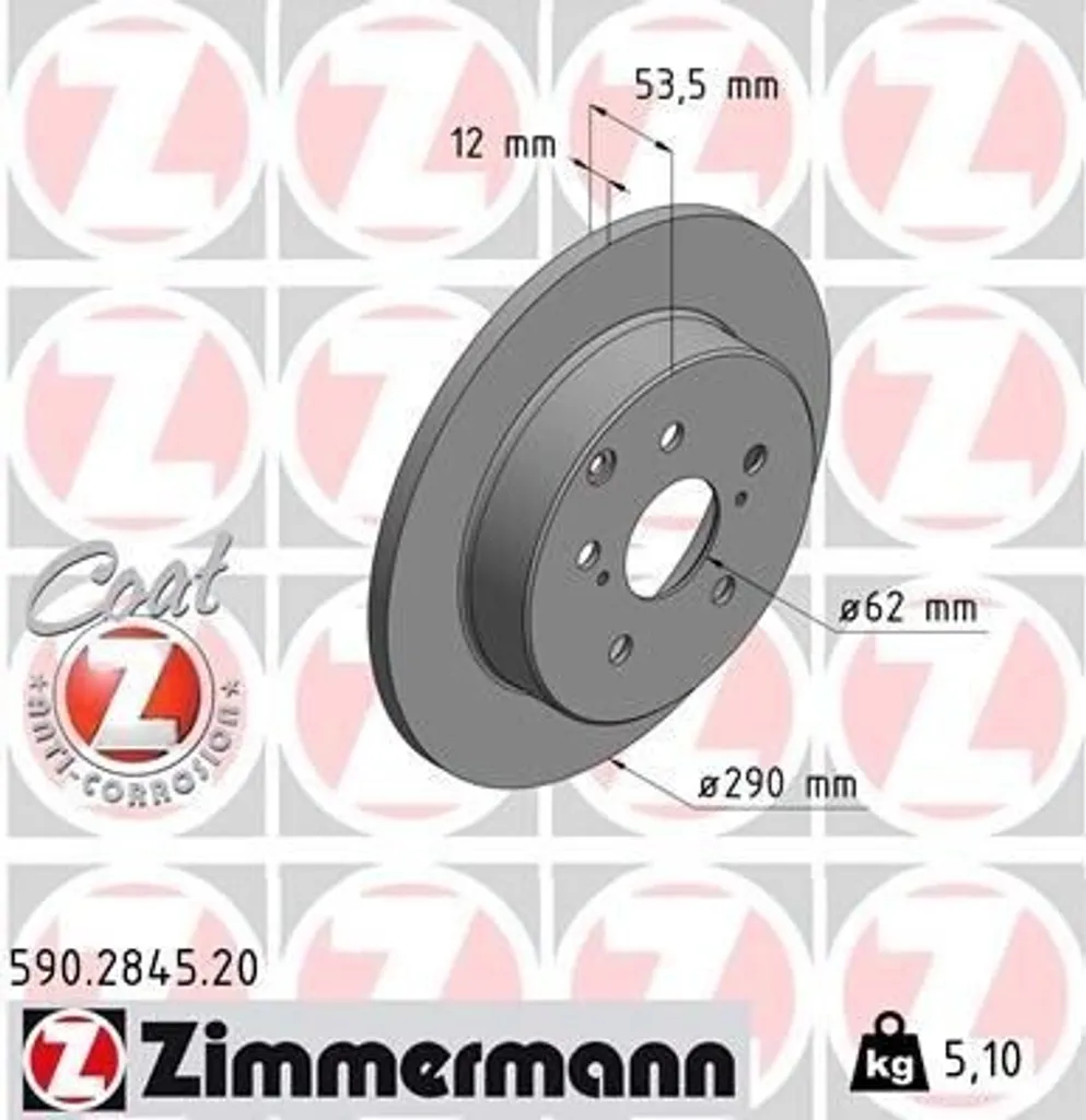 ZIMMERMANN 590.2845.20 Disque de frein haute performance Prius Plus W4