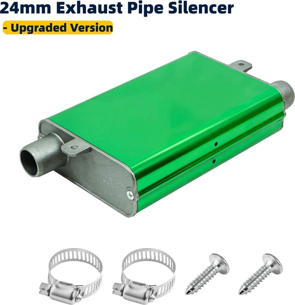 Silencieux 24mm en acier inoxydable noir pour chauffage diesel auto