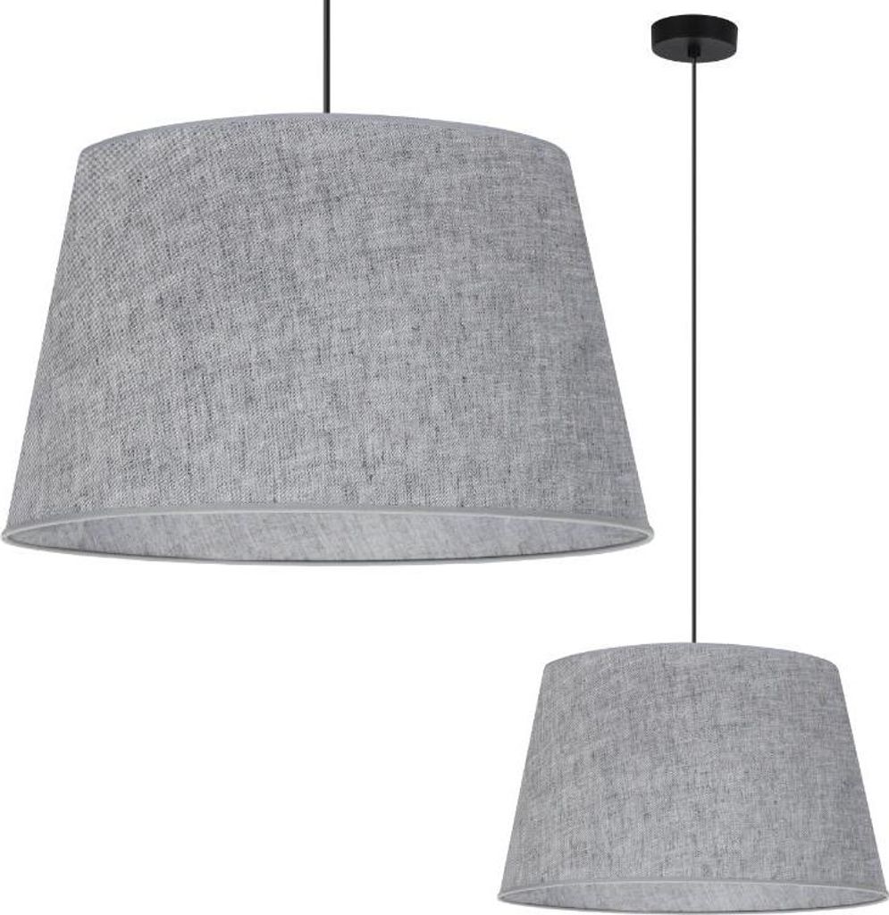 Hängeleuchte Len Kegel schwarz 1-flammig Lampenschirm Grau L04 44cm