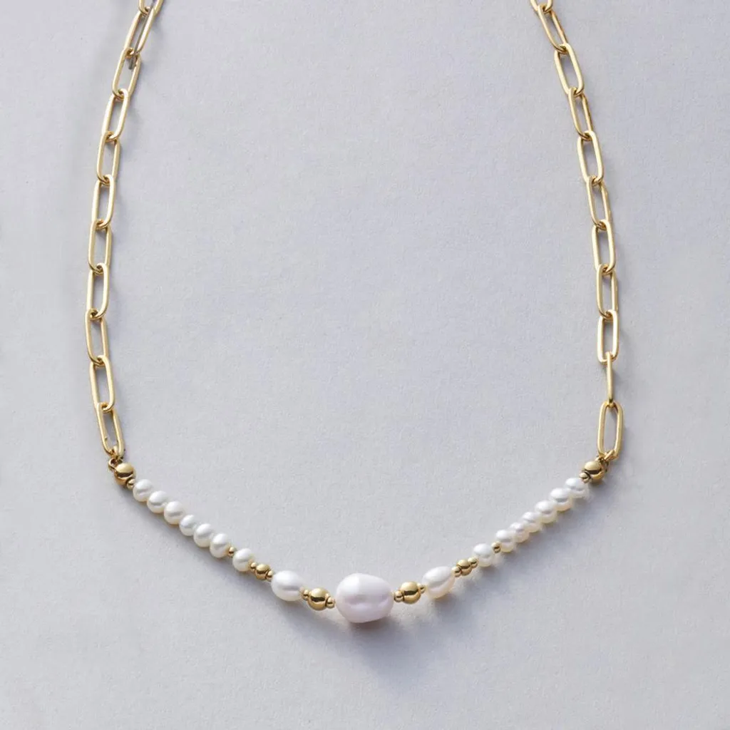 Collier long Inka bicolore Leonardo acier inoxydable or blanc 84cm - 5
