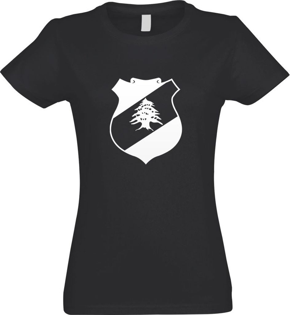 Kiwistar - T-Shirt tailliert - Damen - Graphit - Libanon Wappen - mit Motiv Bedruckt - Funshirt Design - Sport - Freizeit - Damen - S