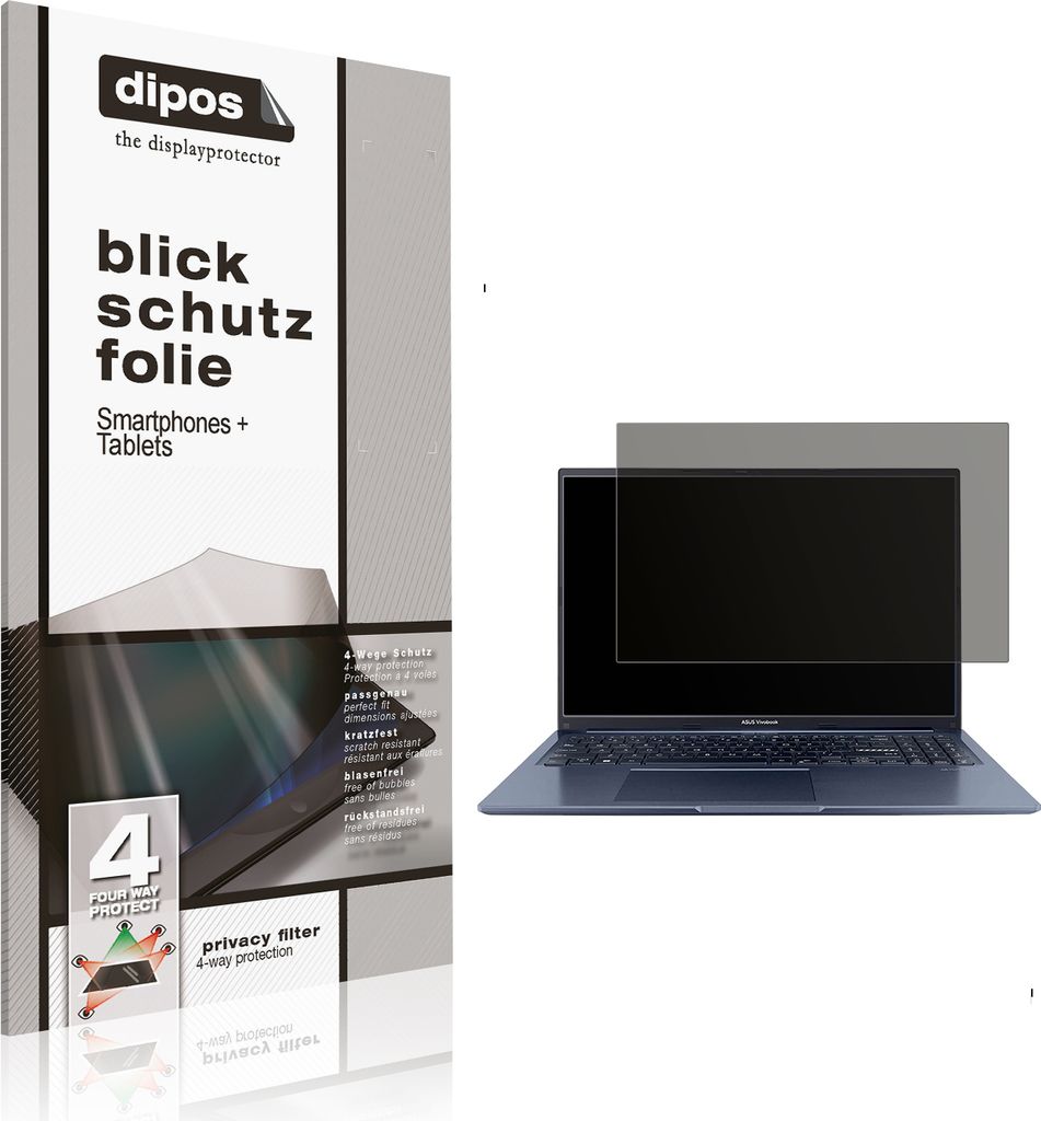Blickschutzfolie für Asus Vivobook 15 matt Schutzfolie Folie Display Schutz dipos