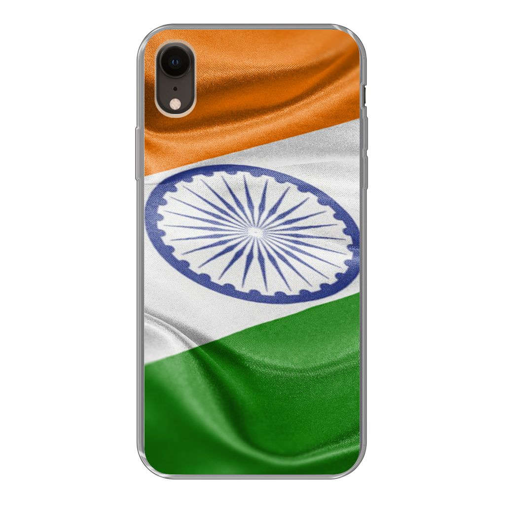 MuchoWow Handyhülle Schutzhülle Hülle für iPhone XR Nahaufnahme der Flagge von Indien Silikon Softcase Handy Hülle - Schutzdeckel