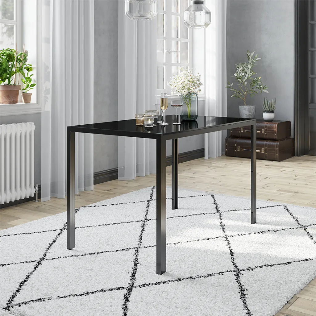 Table à manger Compacte Noire Vicco 120x70 cm - Gain de Place Zen