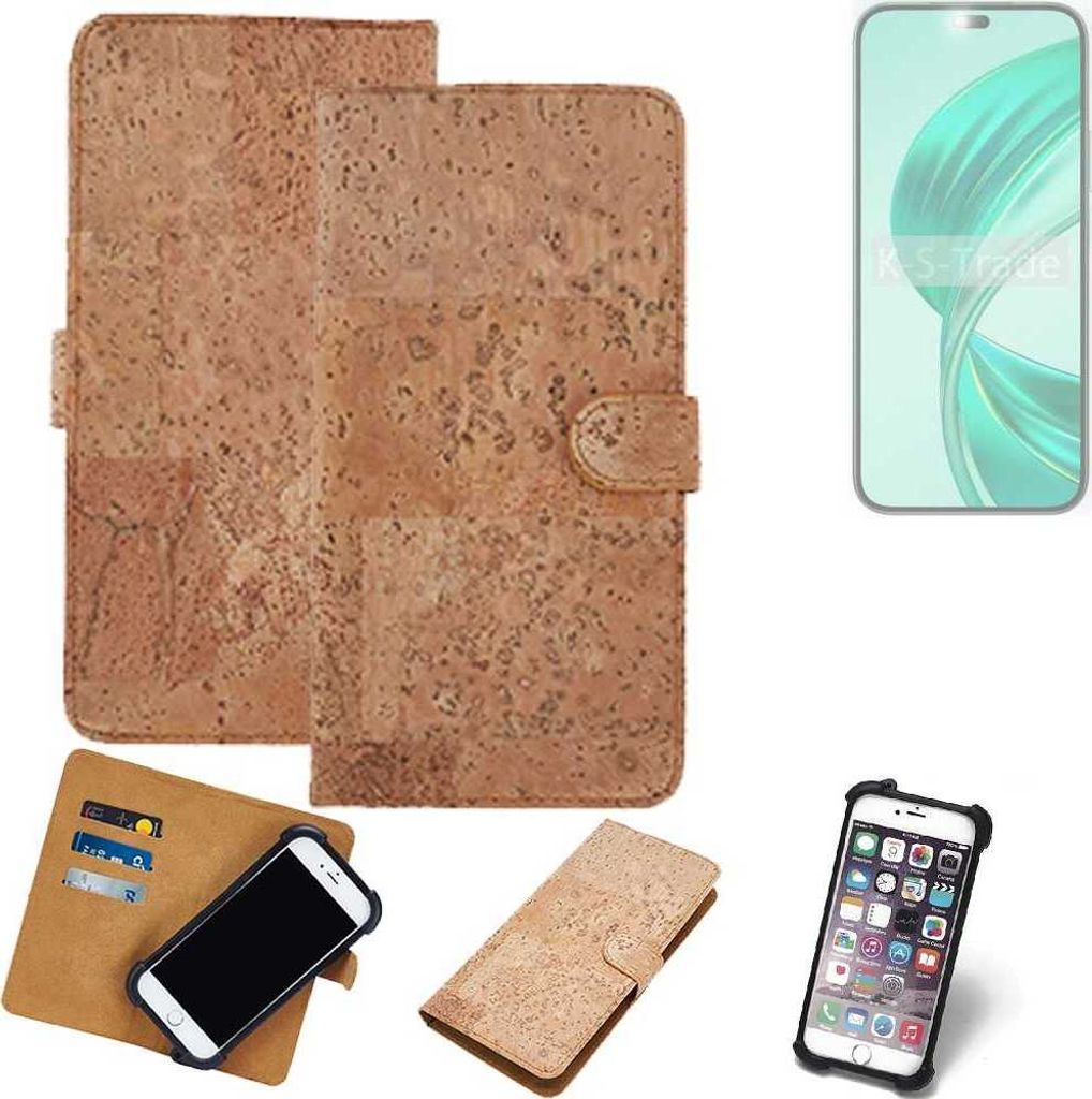 K-S-Trade Hülle kompatibel mit Honor X8b Kork Handyhülle Cover Schutzhülle TPU Case Bumper in Hellbraun, (1x)