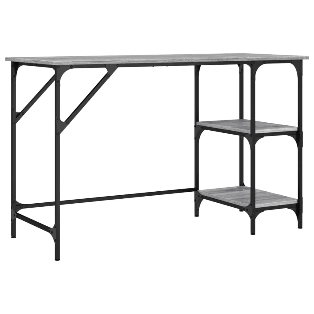 Scrittoio Design Industriale 120 cm | Legno Grigio Sonoma e Ferro