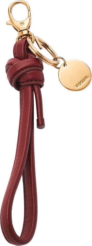 FOSSIL Leder Schlüsselanhänger Keyfob Key Ring Scarlet dunkelrot