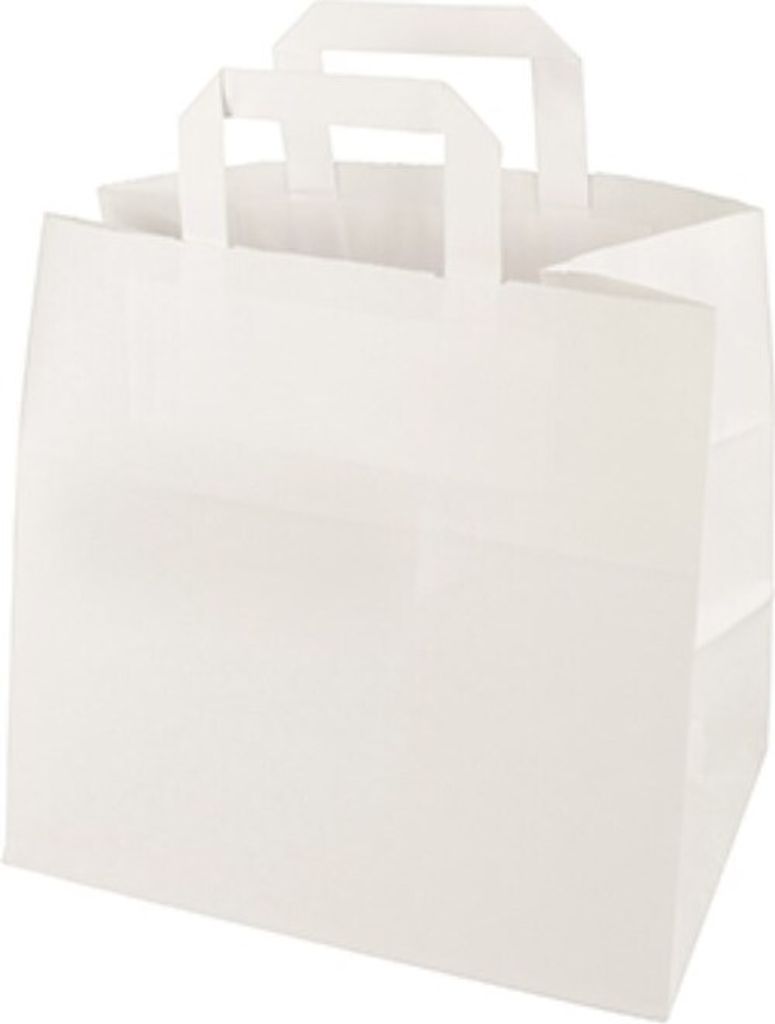 PAPSTAR Tragetaschen Papier, 25x26x17 cm, weiß mit Tragegriff | Packung (1 Stück)