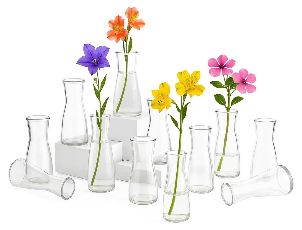 Kleine Glasvasen für Tischdekoration – Moderne Mini Vasen für Blumen, Dekorative Blumenvase für Hochzeit, Wohnzimmer & Esstisch, Stilvolle Dek...