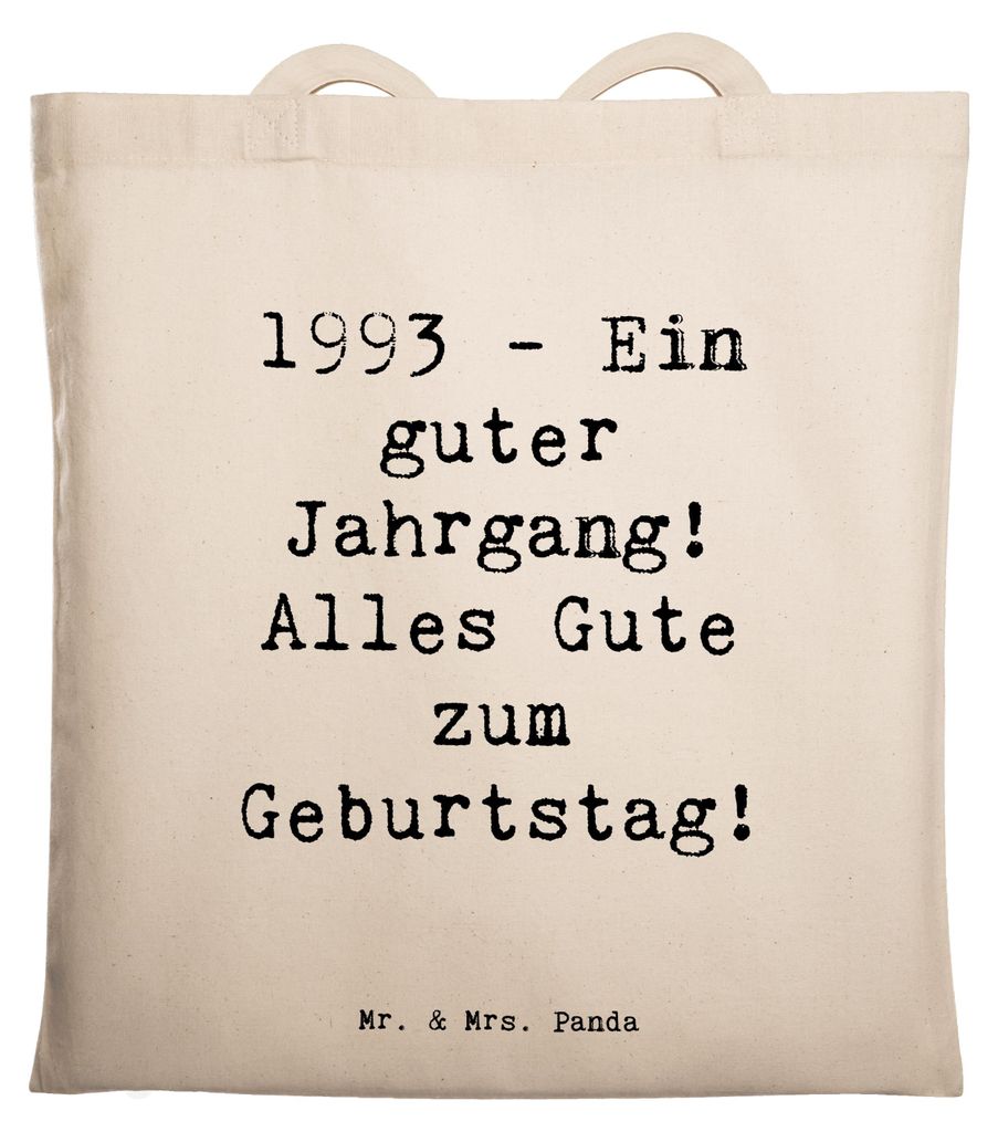 Mr. & Mrs. Panda Tote Bag Spruch 1993 Geburtstag - Transparent - Geschenk, festival tasche, Geburtstagswünsche, Stoffbeutel, Jubiläum, Glückwuns...