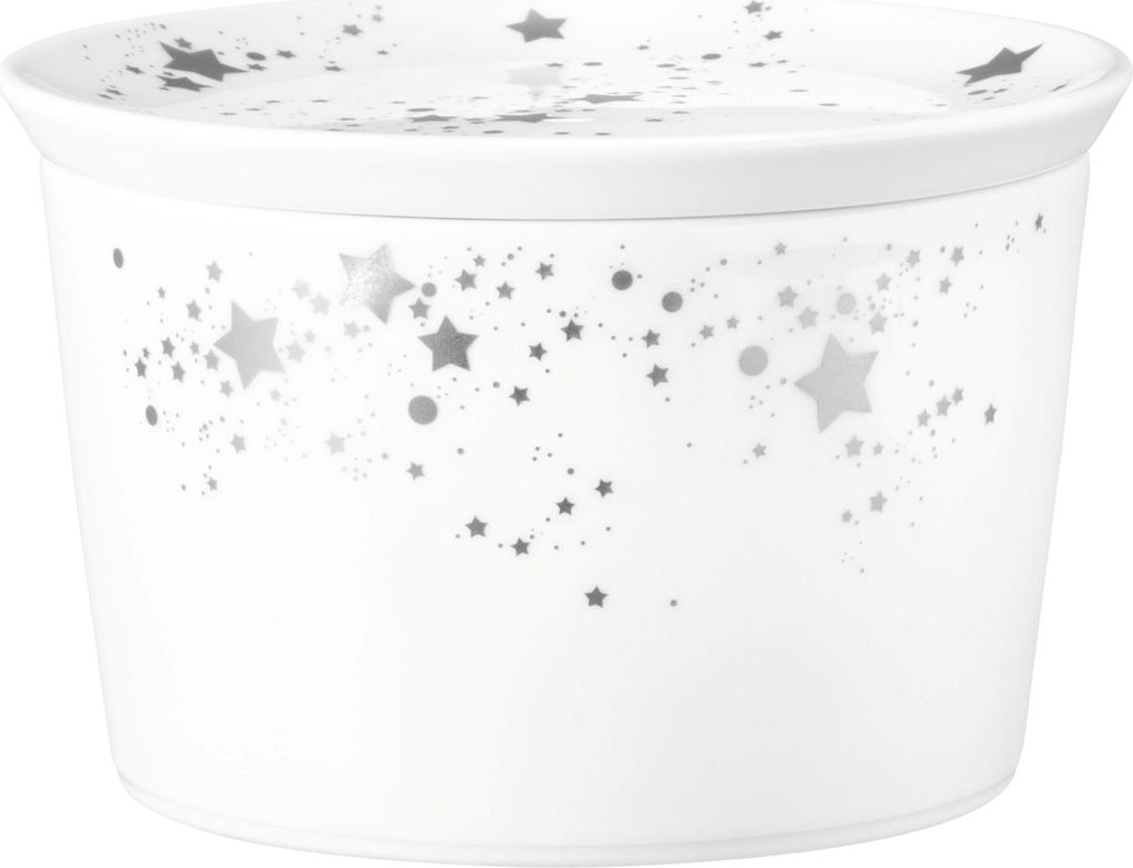 Seltmann Weiden Liberty Silver Stars Schale rund 5296 mit Deckel 14x9 cm