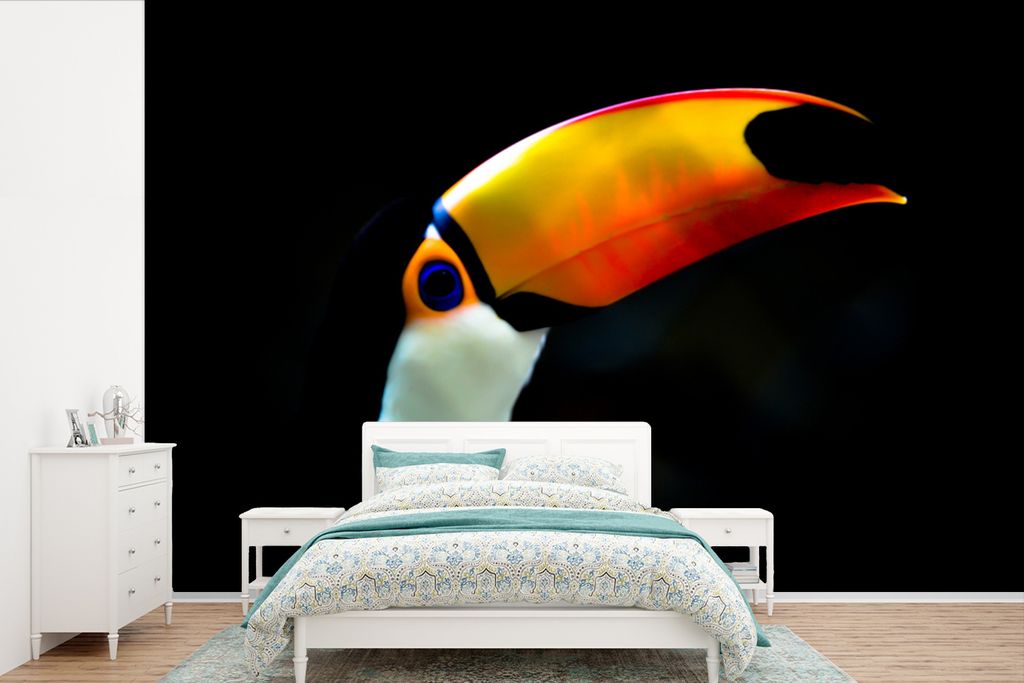 MuchoWow Fototapete für Wohnzimmer oder Schlafzimmer Wandtapete Vinyl Motivtapete Verträumter Tukan - 330x220 cm - Fototapeten