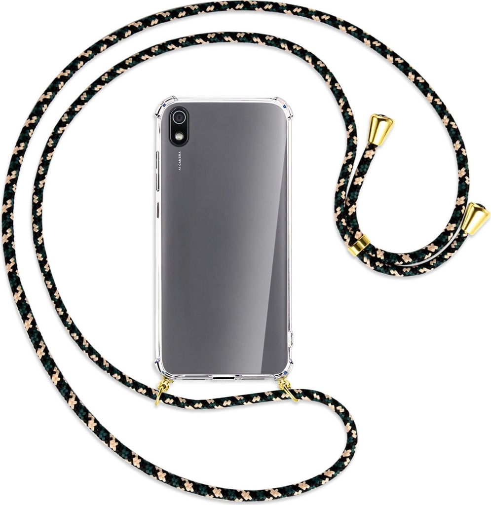 Handykette Backcover-Schutzhülle mit Band (Metall goldfarben) für Xiaomi Redmi 7A - camouflage