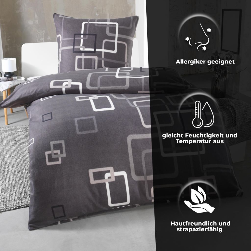 Warme Winter Microfaser Thermo Fleece Bettwäsche 135x200 Produktbild 