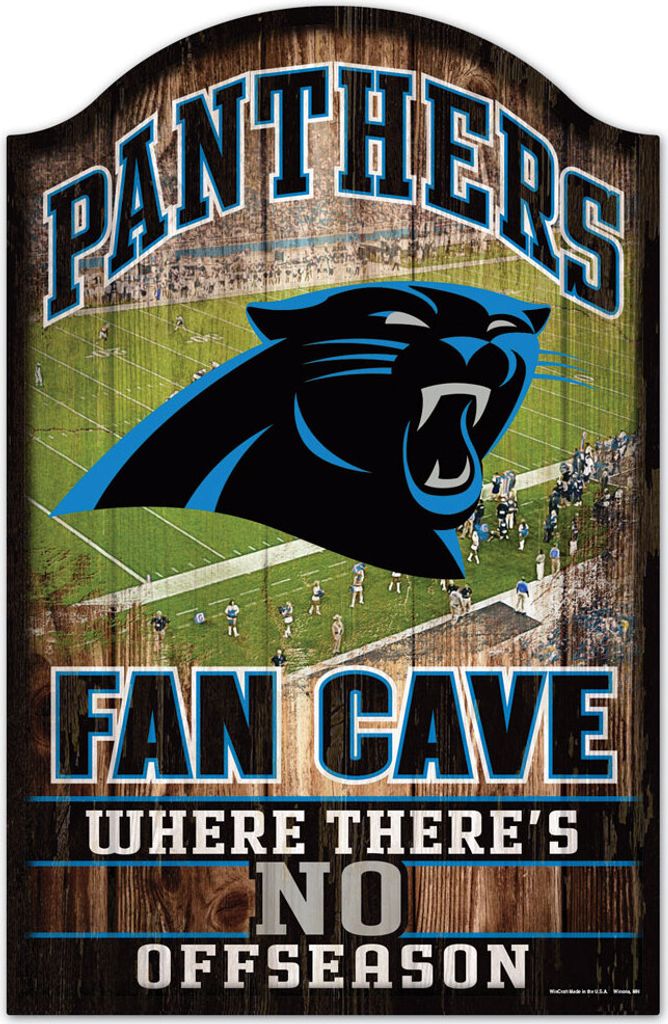 NFL Carolina Panthers Fan Cave No Off Season Wood Sign Holzschild Holz 43x28cm