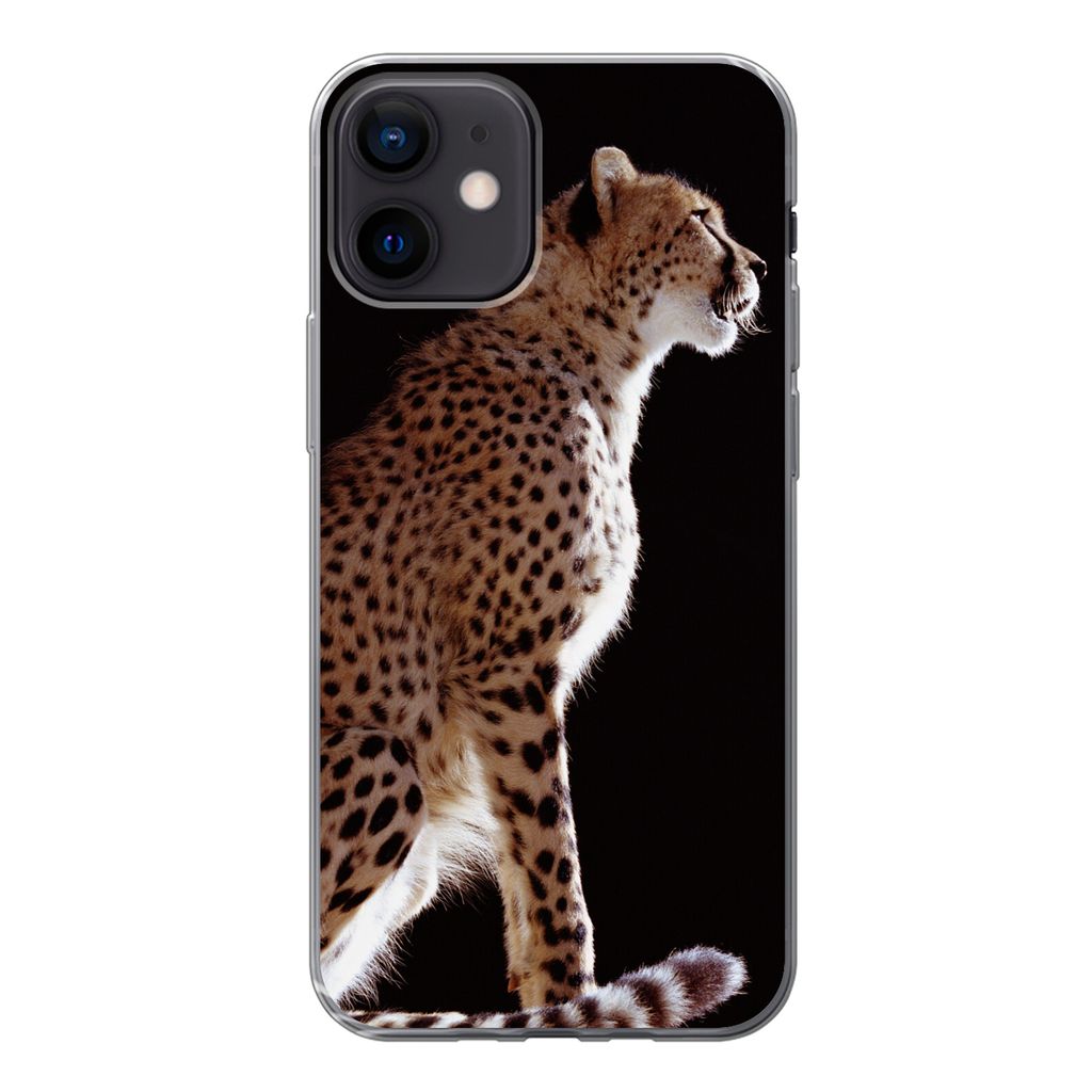 MuchoWow Handyhülle Schutzhülle Hülle für iPhone 12 Gepard - Tiere - Licht Silikon Softcase Handy Hülle - Schutzhülle