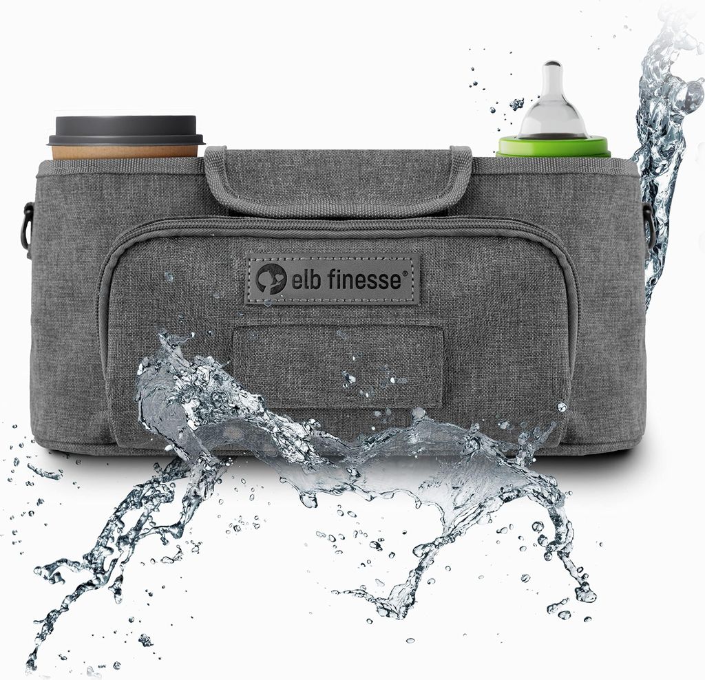 elb finesse Premium Kinderwagen Organizer I Wasserabweisender Buggy Organizer inkl. Schultergurt I Kinderwagen Taschen I Kinderwagen Zubehör I ...