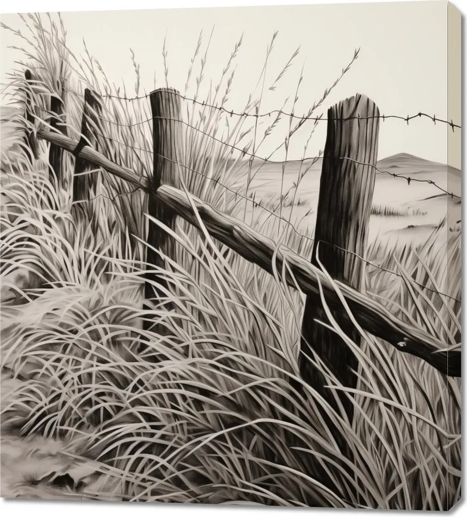 Quadro Grande 90x100 cm Paesaggio Staccionata - Alta Qualità Online
