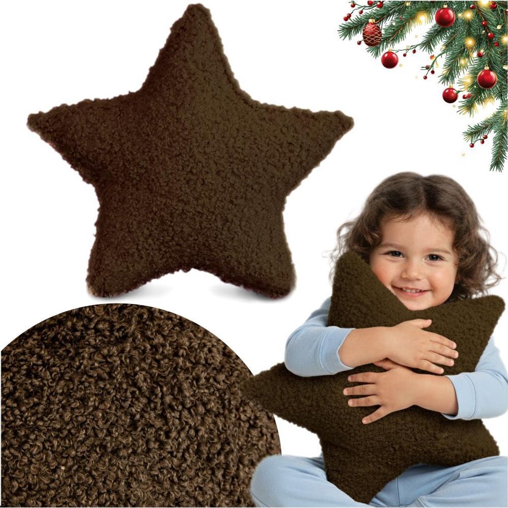 Kuschelkissen Kinder Sternkissen 43 cm, Weiche Flauschige Sternform Zierkissen Sofakissen