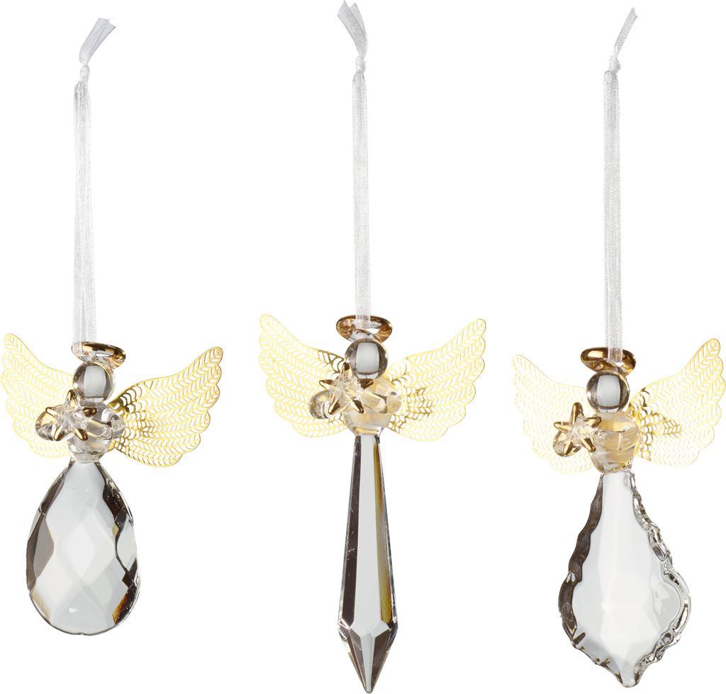Anhänger WINTERKOLLAGE ACCESSOIRES Glas-Engel 3 Stück HOMLA Produktbild 