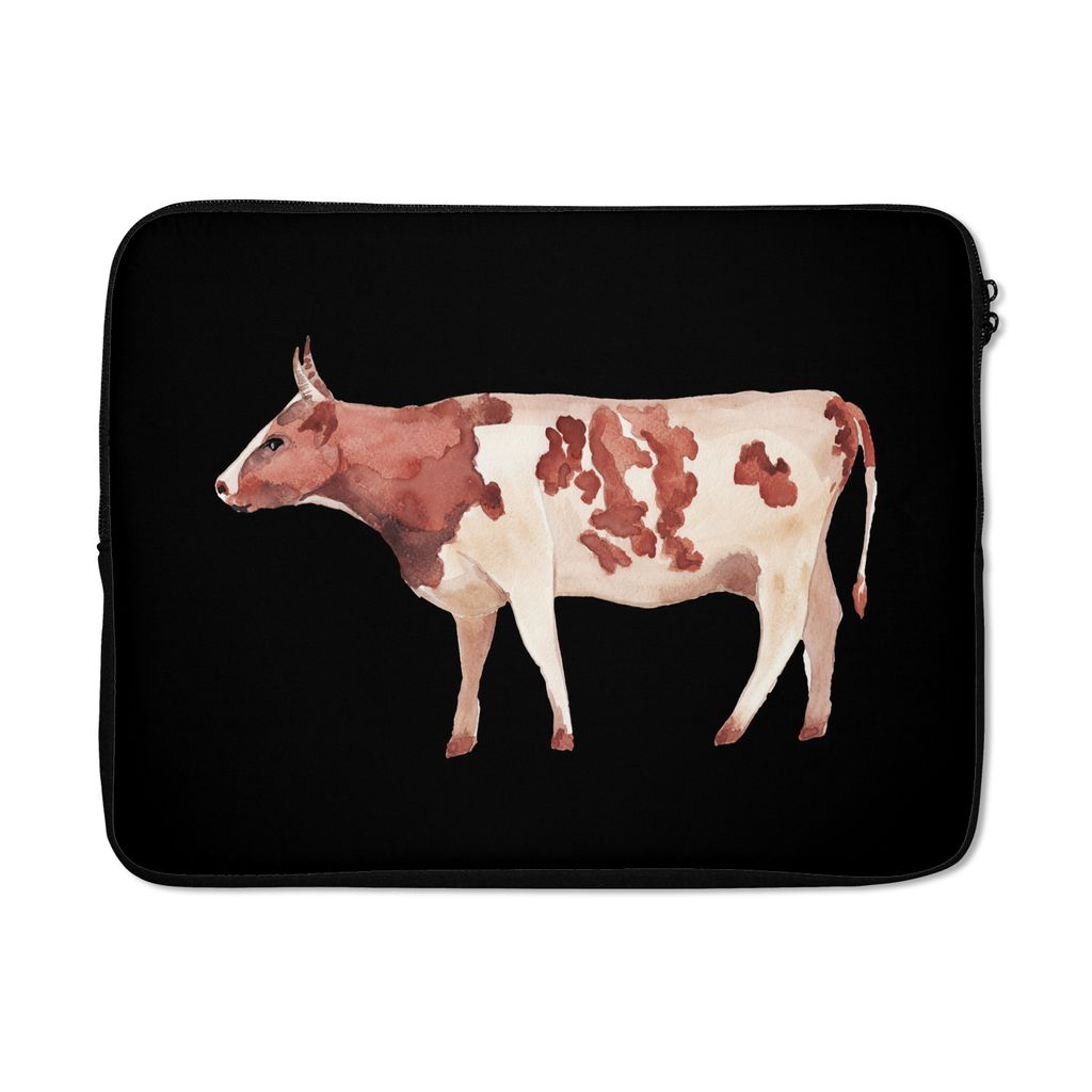 MuchoWow Laptop Hülle 15 Zoll Kuh - Illustration - Schwarz Laptoptasche - Laptoptasche - Sleeve - Rundum-Schutz