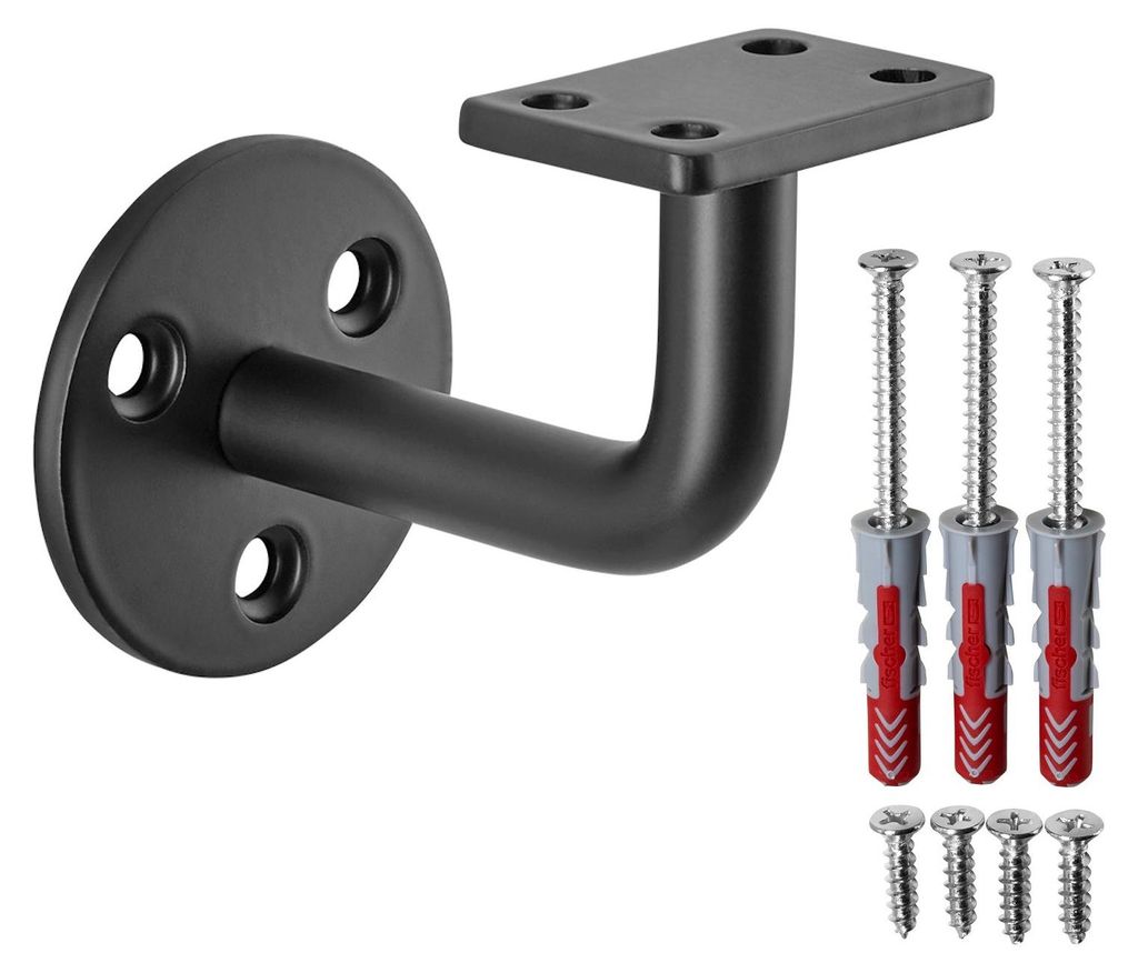SOTECH Handlaufhalter Curve Stahl schwarz – rund, 90°, 55 x Produktbild 