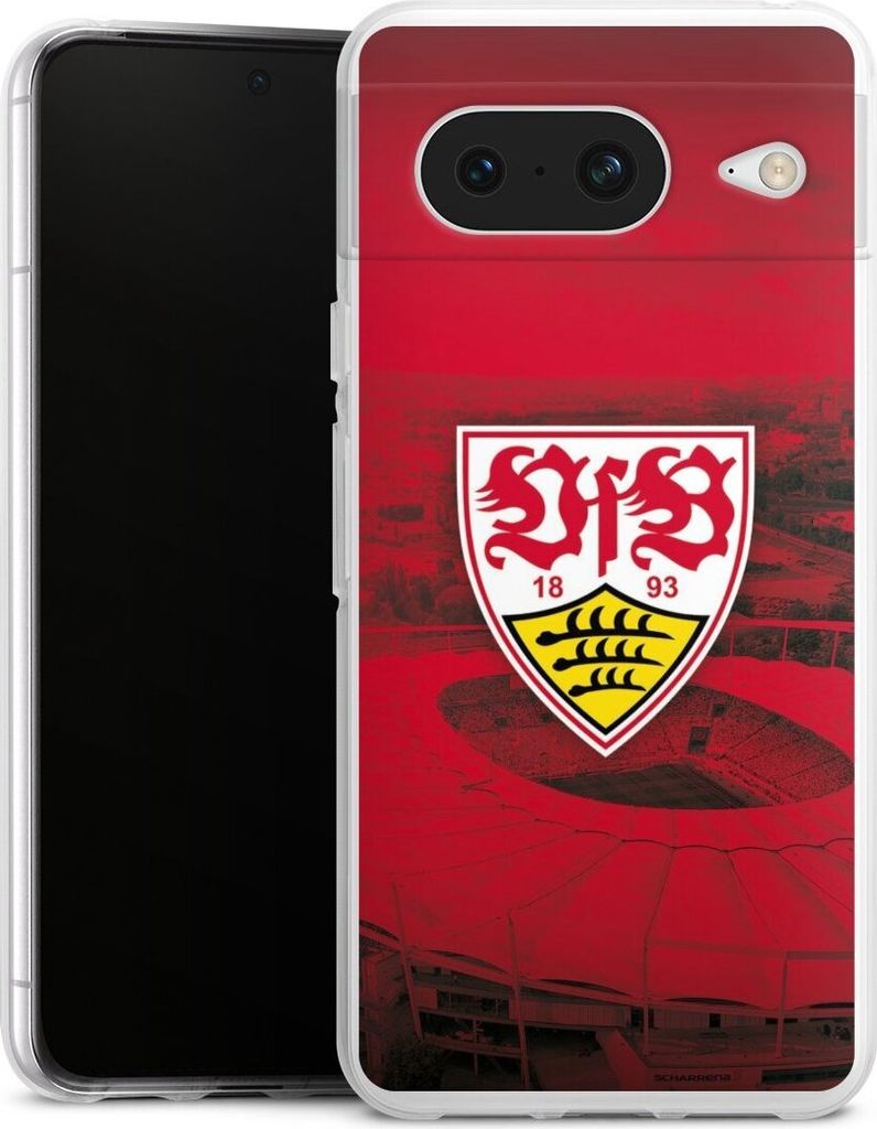 DeinDesign Handyhülle für Google Pixel 8 Silikon Hülle Case Smartphone Schutzhülle Offizielles Lizenzprodukt Stadion VfB Stuttgart