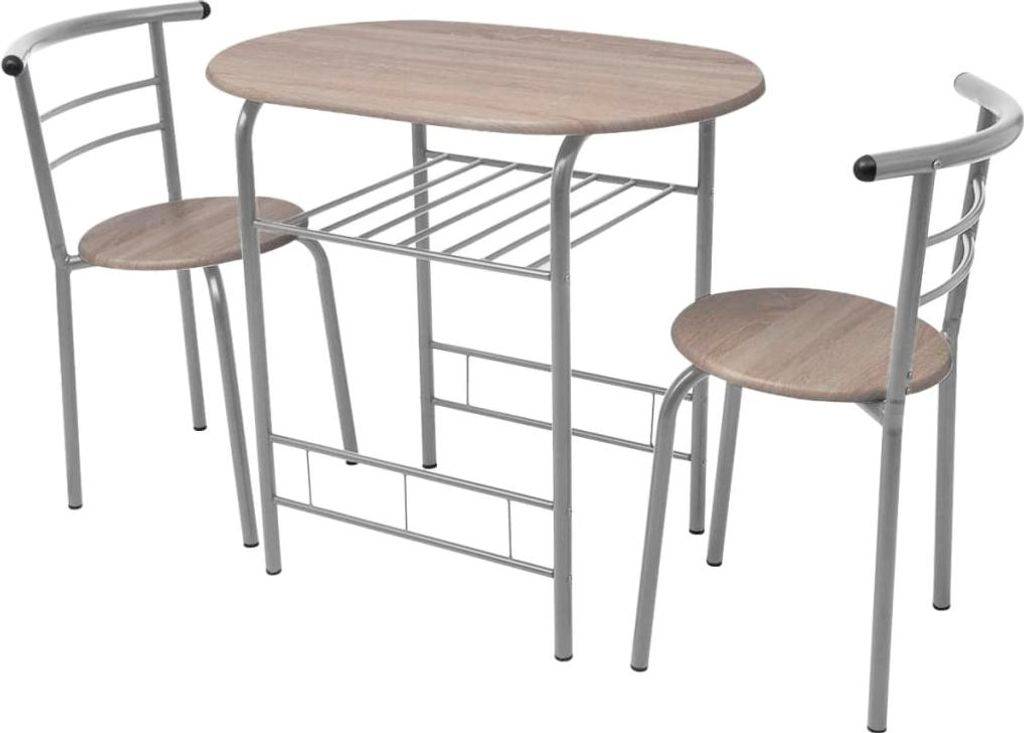 A breakfast table and two chairs set.