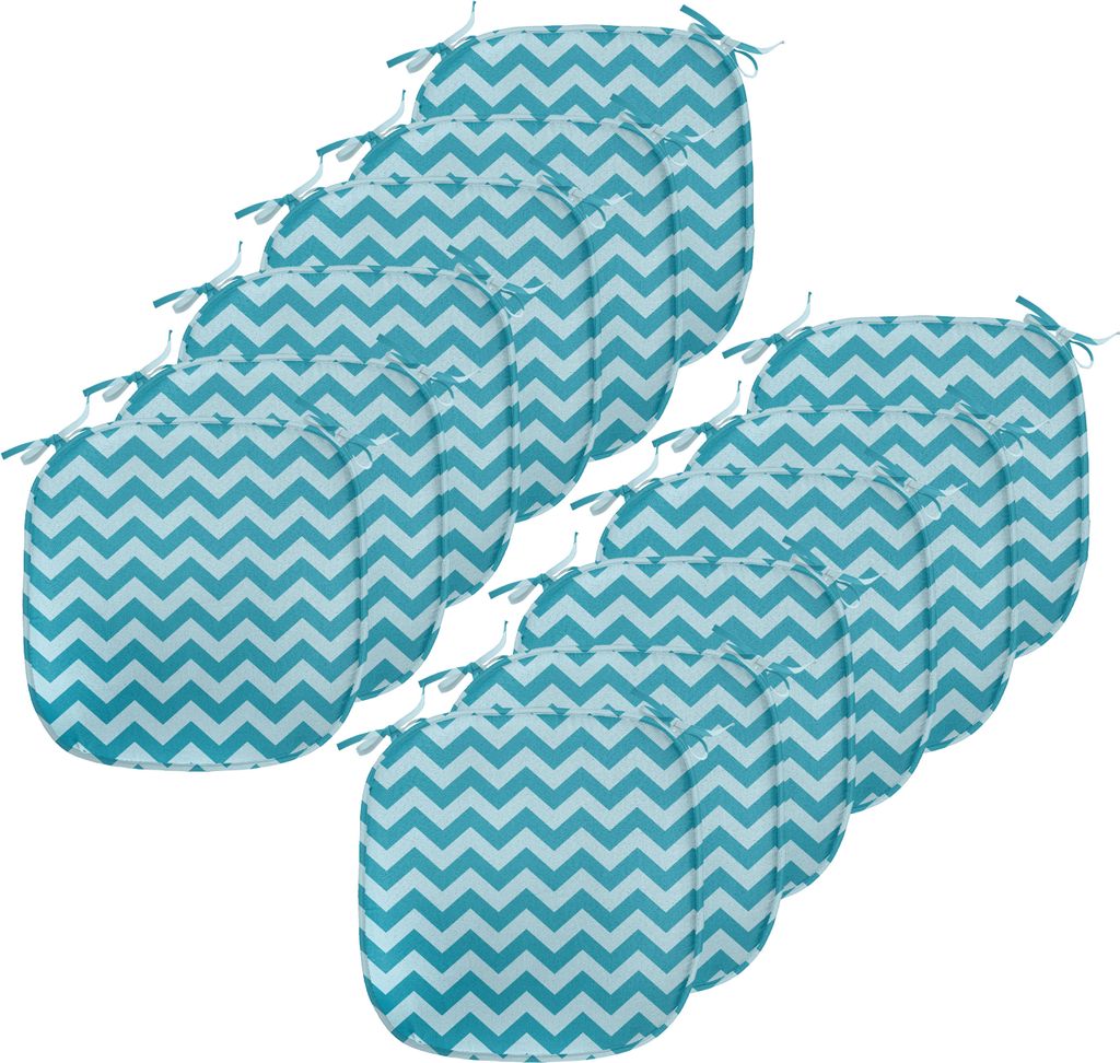ABAKUHAUS Winkel Polster für Esszimmerstühle, Sea Farbige Zigzags, Dekoratives wasserfestes Kissen mit Riemen für Küchensitze, 40 cm x 40 cm-12...