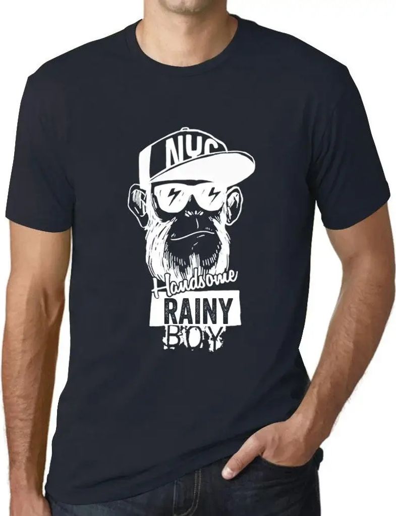 Herren Grafik T-Shirt Hübscher Junge regnerisch – Handsome Boy Rainy – Öko-Verantwortlich Vintage Jahrgang Kurzarm Lustige Druck Geburtstag G...