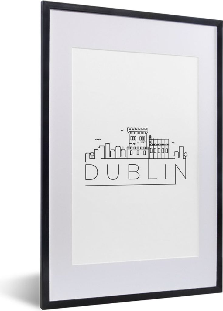 MuchoWow MuchoWow Gerahmtes Poster Skyline "Dublin" weiß 40x60 cm - Poster mit zchwarzem Bilderrahmen - Poster in Rahmen