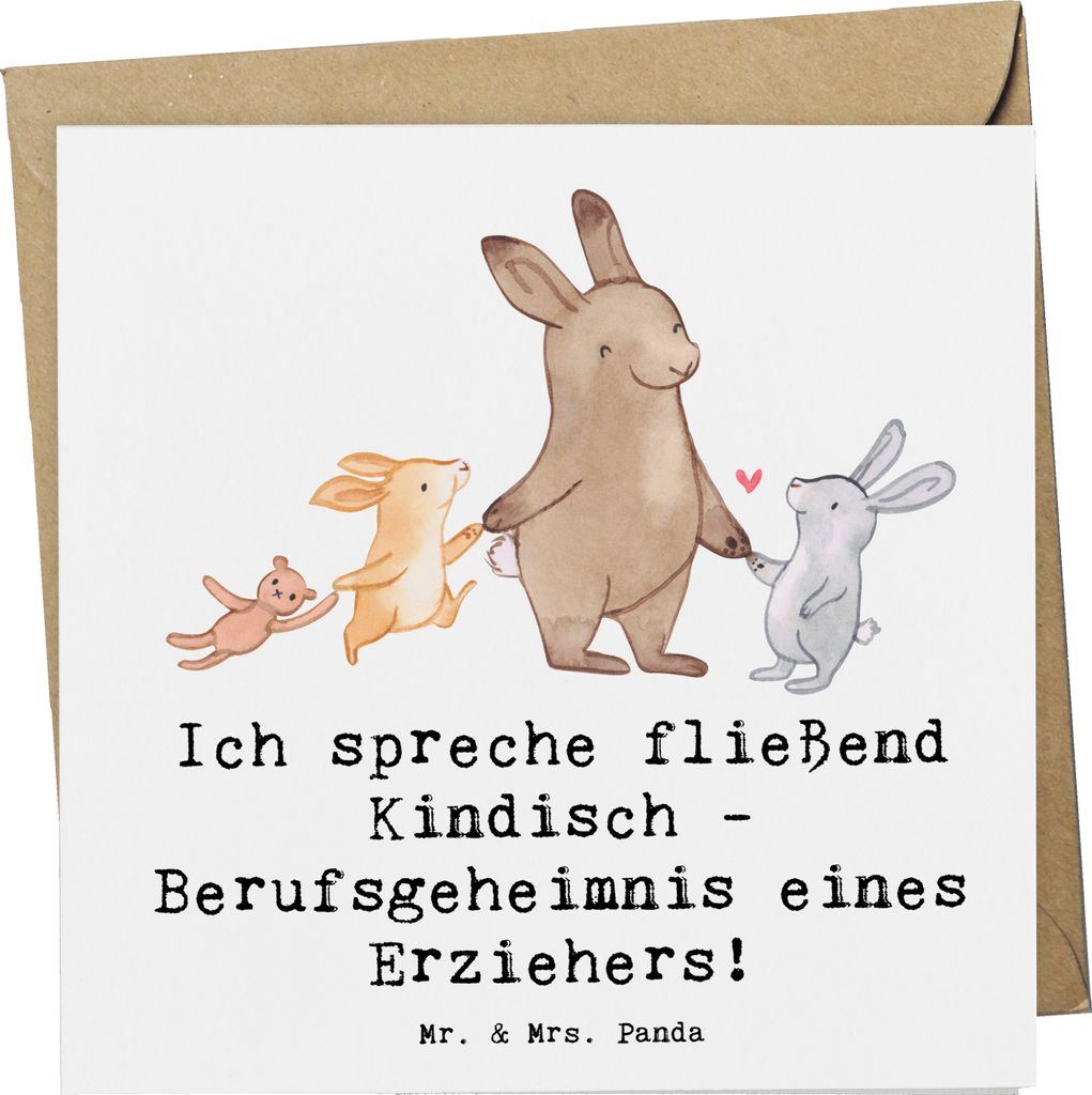 Mr. & Mrs. Panda Glückwunschkarte Erzieher Kindisch - Weiß - Geschenk, Berufspassion, Kinder, Zuneigung, faltkarte, Beruf, Engagement, Berufe, do...