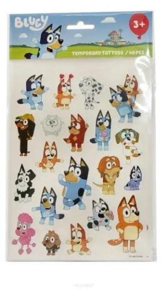 Bluey Set di 40 tatuaggi lavabili - divertimento creativo Immagine del prodotto 