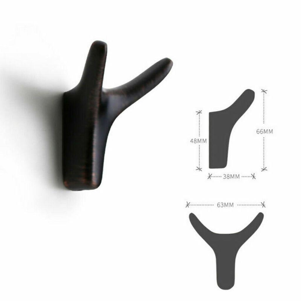 1pc Zinklegierung Hörner Garderobenhaken Kleiderhaken Wandhaken Garderobe Kleideraufhänger Schwarz#3