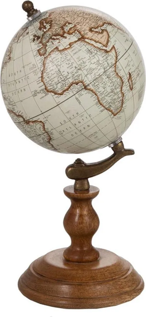 Globe terrestre en bois blanc et naturel pour meuble design