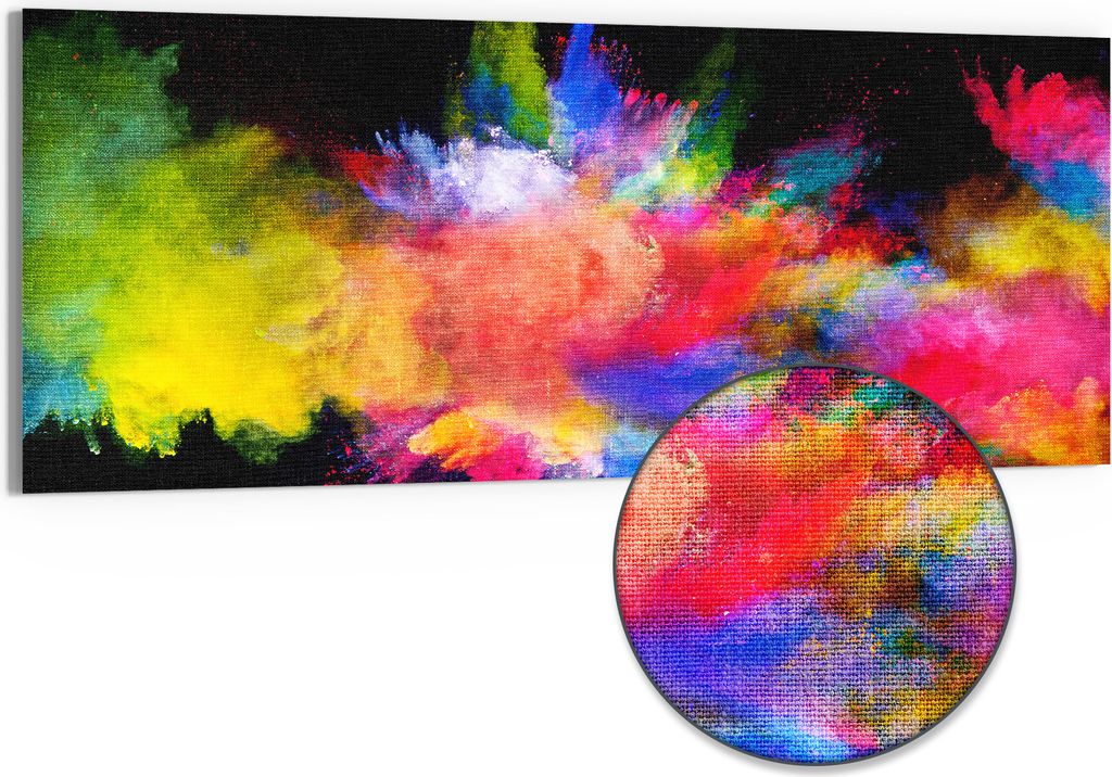 DEQORI Hybrid Leinwand Bild 125x50 cm 'Zusammenknall Produktbild 