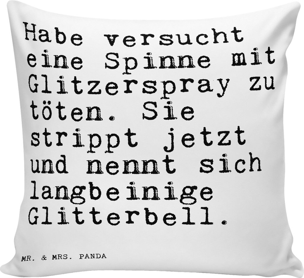 Mr. & Mrs. Panda Kissen 40x40 Habe versucht eine Spinne... - Weiß - Geschenk, Dekokissen, Frau, Lustige Sprüche, wurfkissen, Frauen, Deko, zier, ...
