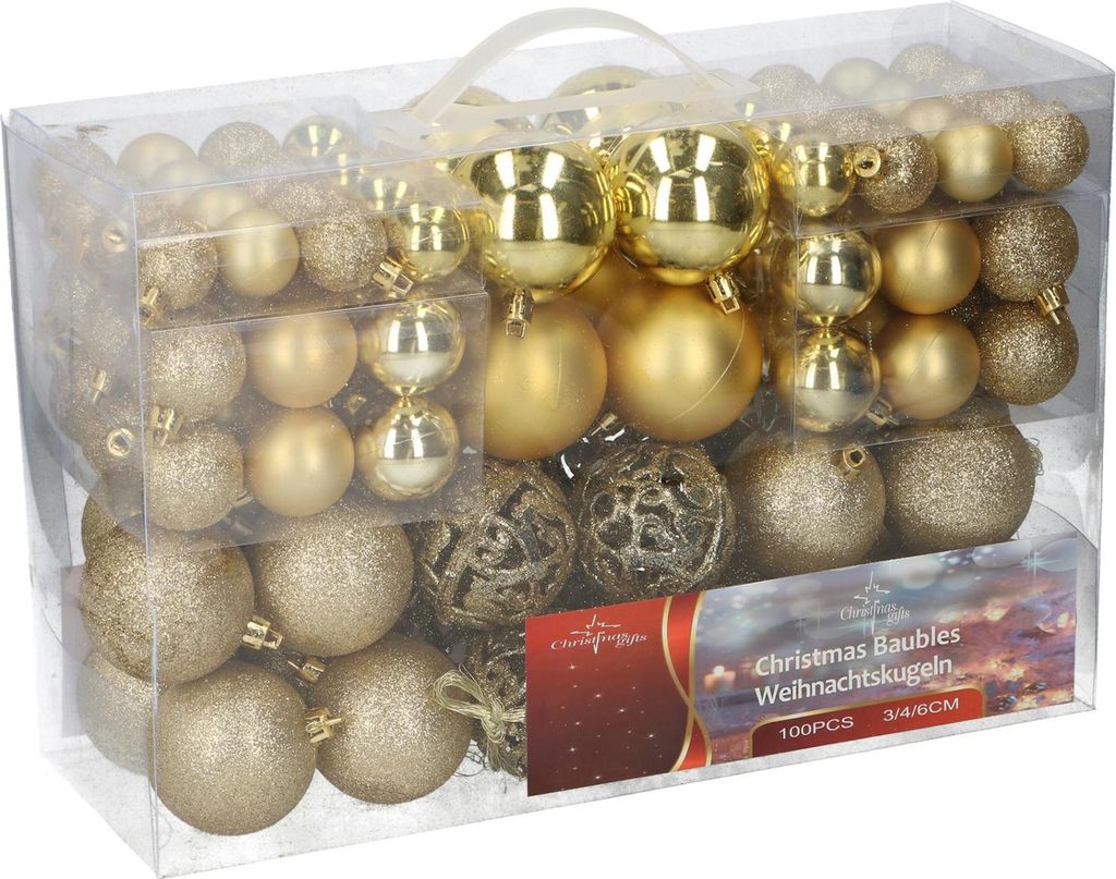 Weihnachtskugel Set, 100 Stück Gold Produktbild 
