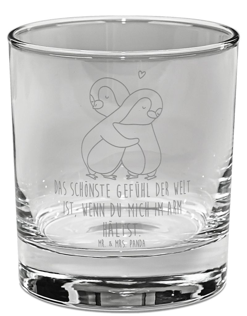 Mr. & Mrs. Panda Tumbler Pinguine Kuscheln - Transparent - Geschenk, für Frauen, Mitbringsel, Valentinstag, Freundin, Partner, Whiskeyglas, Scotch...