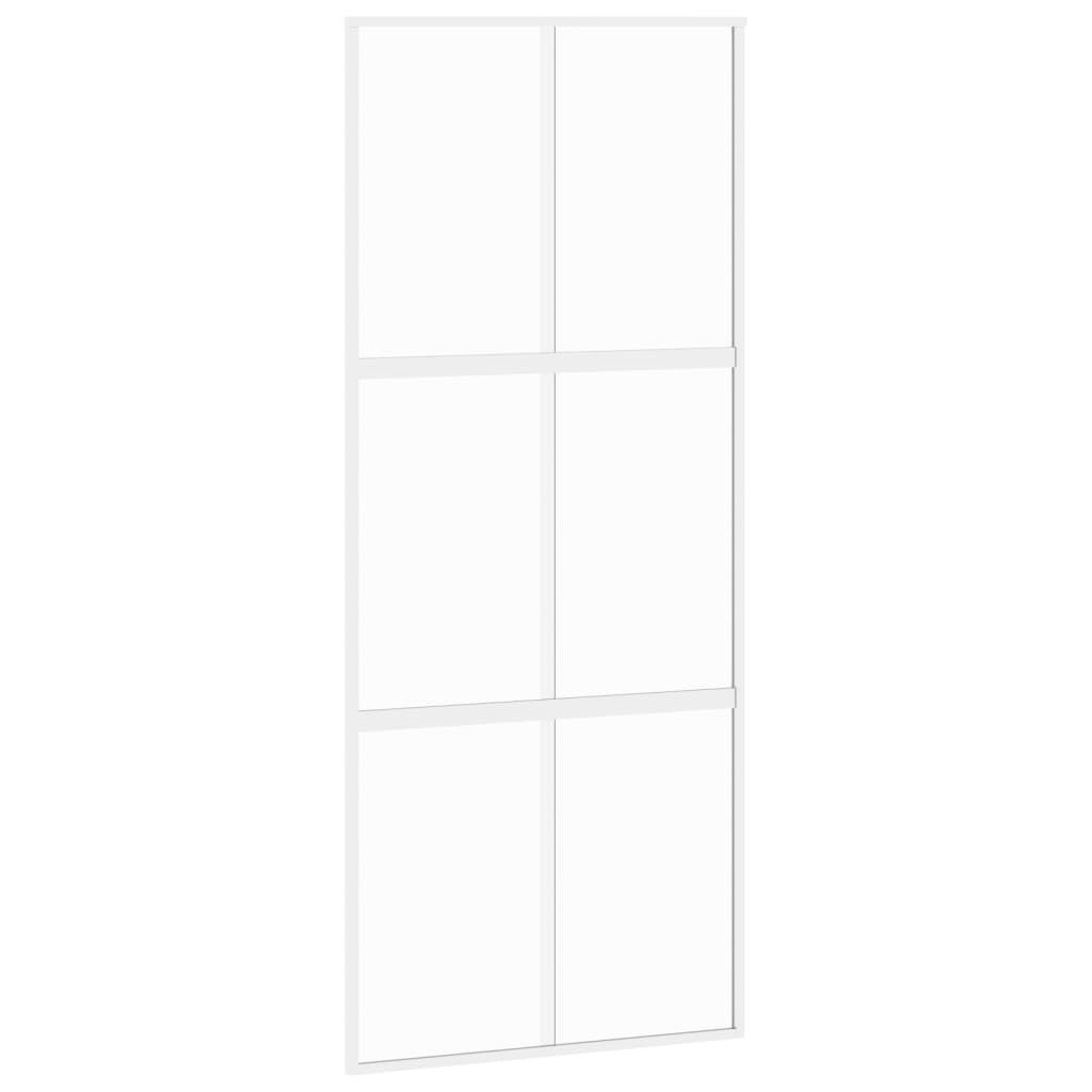vidaXL Schiebetür Weiß 90x205 cm Hartglas und Aluminium