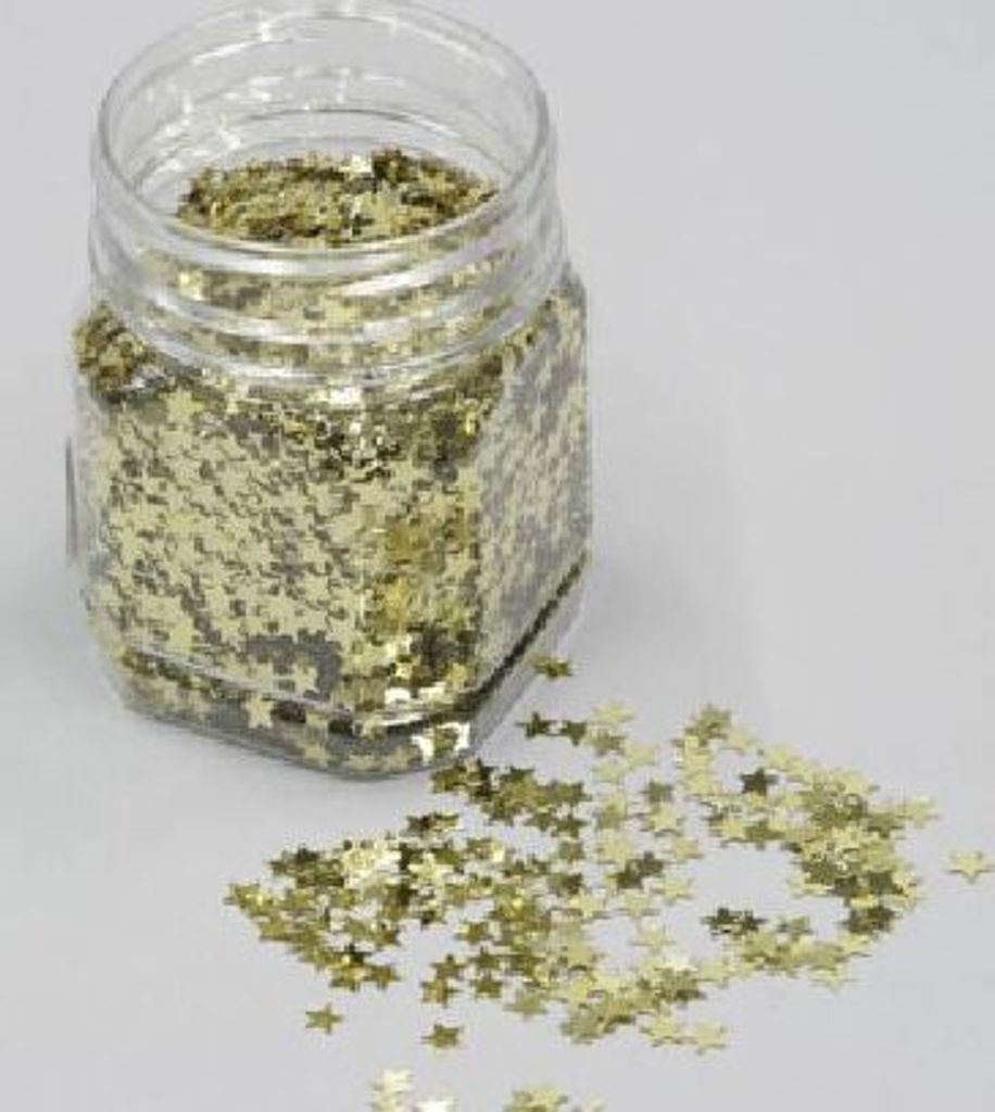 Glittersterne gold Dekostreu Sterne, Dose je 80 Gramm, Weihnachtsdeko - 121,63 € pro Kilogramm
