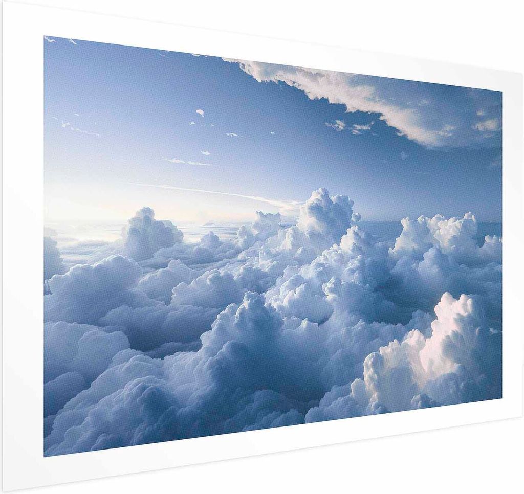 Posterpapier Poster - Aerial Landscapes: Sunbeams Illuminating Puffy Cloud Formations 90x60 cm Muster b-H-10049-ao-a