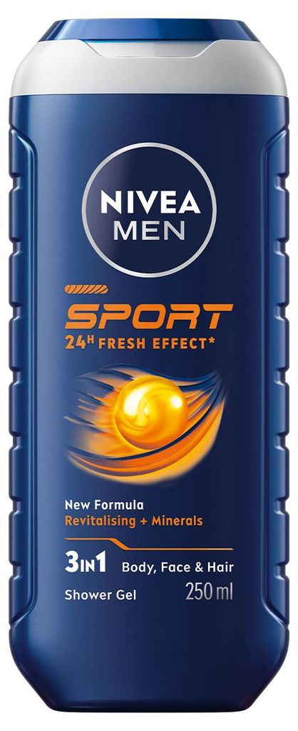 NIVEA MEN Sport 3-in-1 Duschgel für Männer - für Körper, Gesicht und Haar, 250 ml