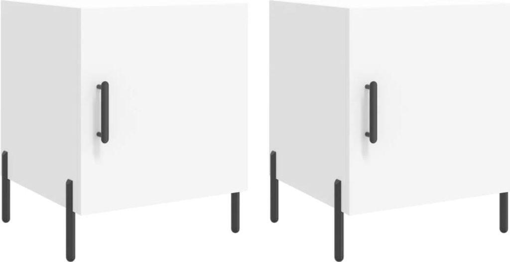 (Robust Möbel)Nachttisch 2er Set, für Schlafzimmer - elegantes Design - Nachtkommode - Weiß 40x40x50cm Holzwerkstoff - Nachttische & -schrä...