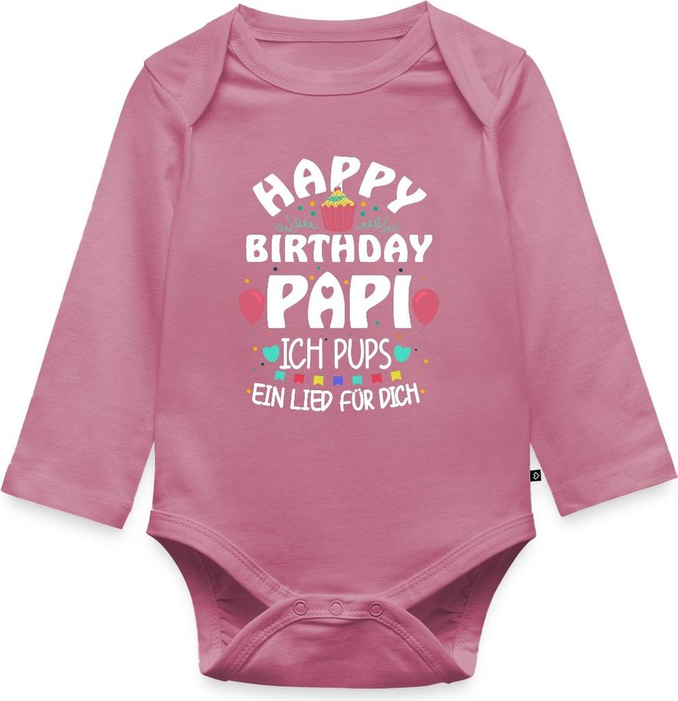 Spreadshirt Geburtstag Papa Ich Pups Ein Lied Für Dich Tages Baby Body Langarm, 80 (9-12 M.), Mauve