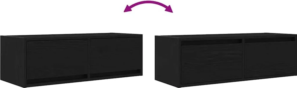 Mobili TV Rovere Nero 2 Pezzi 80cm | Set Parete Attrezzata Sospesa - 10