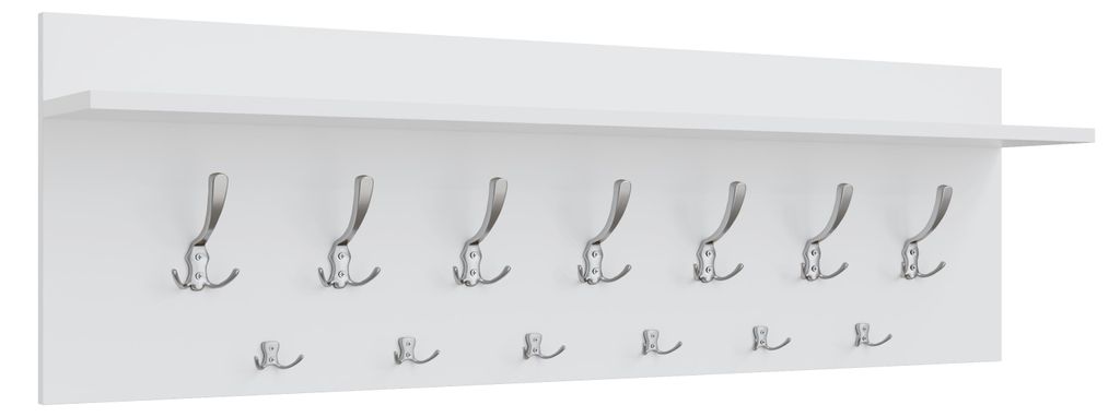 Velký nástěnný věšák 120 cm, 13 háčků na oblečení, bílý + Obrázek produktu 