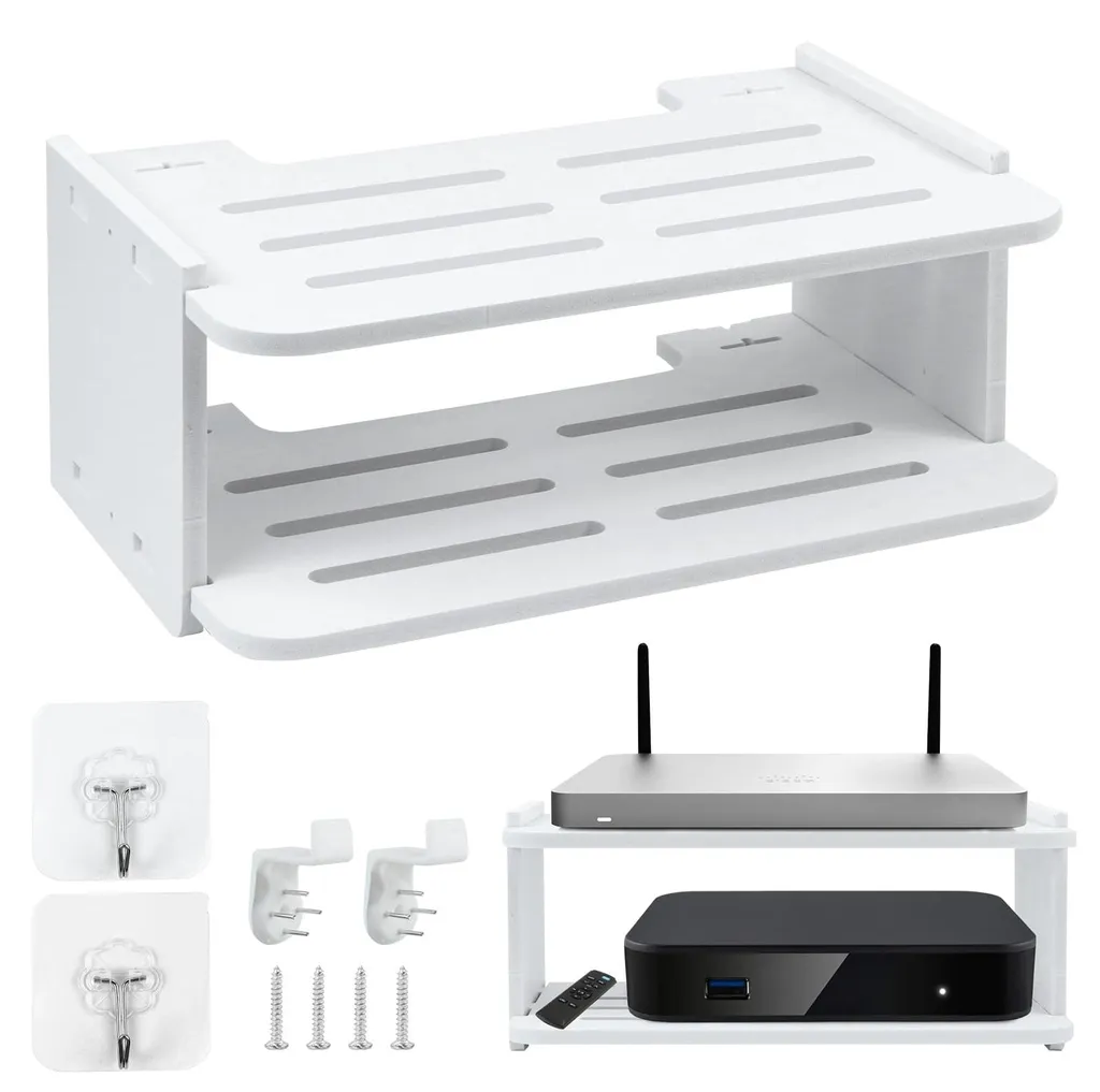 Étagère murale suspendue pour box internet et accessoires connectés déco