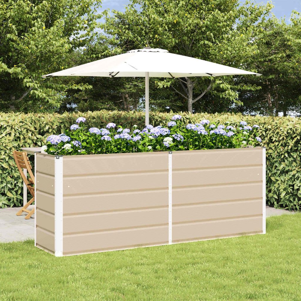 "Schlussverkauf" Pflanzkübel im Garten - 1 pc - Blumenbeet/Gartenbeet - Elfenbein 480x50x45 cm Verzinkter Stahl C13514